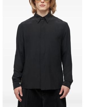 Osklen Rose-Embroidery Silk Shirt - Black