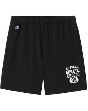 Chocoolate X Russel Athletic Patch-Pocket Track Shorts - Black