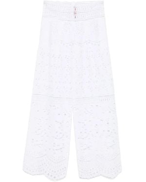 ERMANNO SCERVINO ホワイト レースフレアパンツ ERMANNO SCERVINO ホワイト レースフレアパンツ
