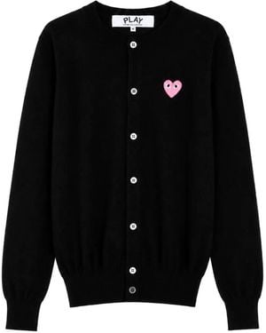 COMME DES GARÇONS PLAY Heart-Patch Knitted Cardigan - Black