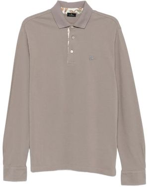 Etro Polo Con Bordado Pegaso De Manga Larga - Gris