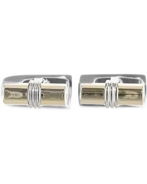 BOSS Ribbed-Detail Cylinder Cufflinks - White