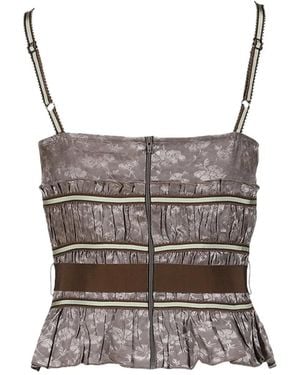 KNWLS Freya Ruffled Floral-Print Camisole Top - Gray