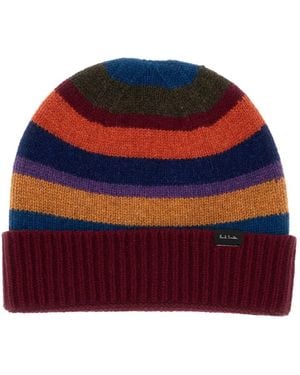 Paul Smith Gestreifte Mütze - Rot