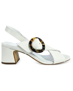 Madison Maison Buckle-Detail Slingback Leather Heeled Sandals - White