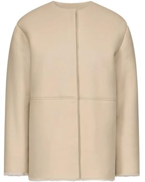 Loulou de Saison Fargo Leather-Panelled Shearling Jacket - Natural