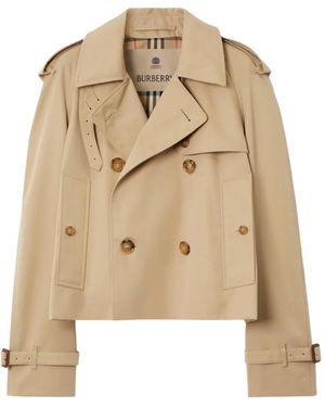 Burberry Cropped Mayfair Heritage Trench Jacket - Natural