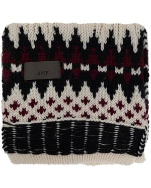 Akep Cable-Knit Jacquard-Patterned Scarf - Black
