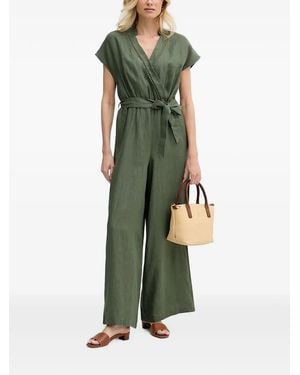 Benetton Wrap-Style Ladder-Stitch Jumpsuit - Green