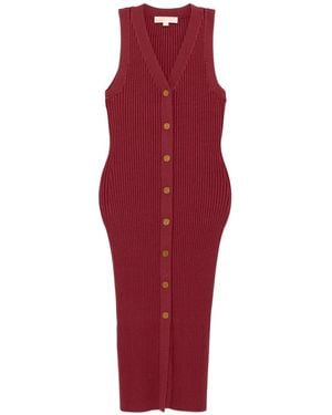 Michael Kors Geripptes Midikleid - Rot