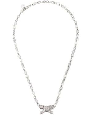 Self-Portrait Collar Crystal Pearl - Blanco