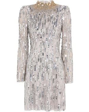 Jenny Packham Passion Sequin-Embellished Mini Dress - Grey