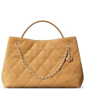 Tory Burch Fleming Suede Carryall Bag - Metallic