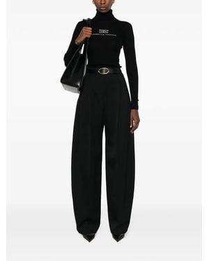Elisabetta Franchi Logo-Embroidered Roll-Neck Jumper - Black