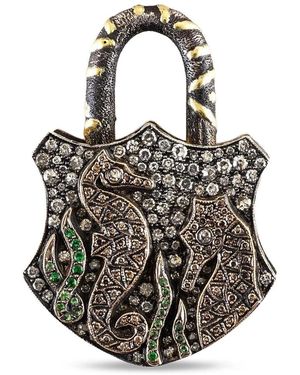 Sevan Bıçakçı Large Seahorse Garnet And Diamond Padlock Pendant - White