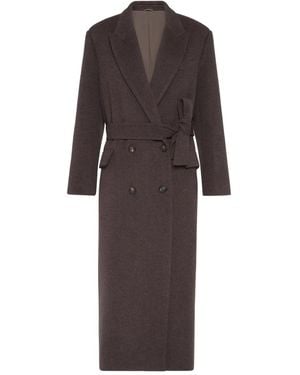 Brunello Cucinelli Double-Breasted Belted Coat - Brown