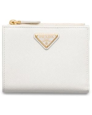 Prada Kleines Portemonnaie Aus Saffiano-Leder - Weiß
