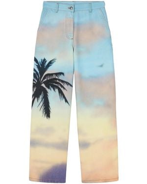 Palm Angels Vaqueros Sunrise Palm - Azul