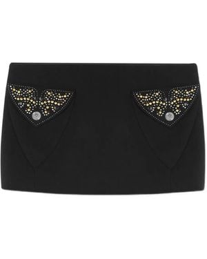 Versace Embellished-Pocket Mini Skirt - Black