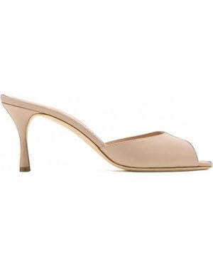 Manolo Blahnik Jada Leather Mules - Natural
