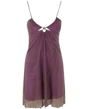 Pin-Up Stars Mini Striped Cut-Out Dress - Purple