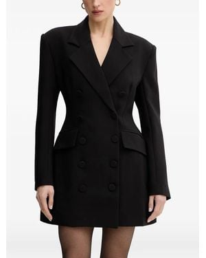 Bardot V-Neck Mini Dress - Black