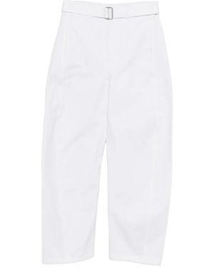 Lemaire Bleached Denim Belt Trousers - White
