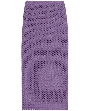 Dolce & Gabbana Crochet-Knit Midi Skirt - Purple