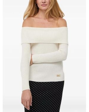 MICHAEL Michael Kors Pull En Laine Mérinos Et Cachemire À Épaules Dénudées - White