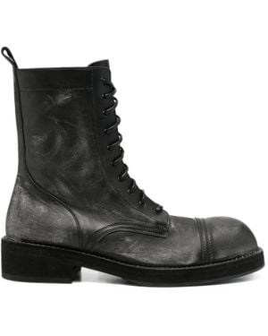 Ann Demeulemeester Distressed Lace-Up Boots - Black