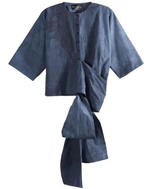Cortana Tie-Fastening Cropped Blouse - Blue
