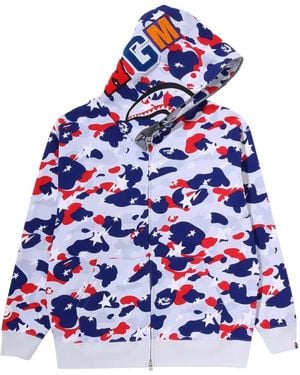 A Bathing Ape Shark Camouflage Hoodie - White