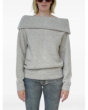 Frenckenberger Off-Shoulder Marl Jumper - Grey