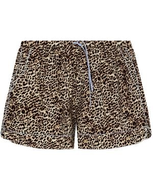 Munthe Buniga Leopard-Print Drawstring Shorts - Brown