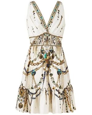 CAMILLA Crystal Embellishment Mini Dress - White