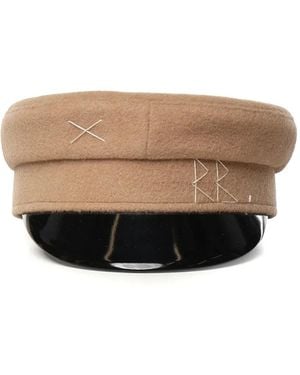 Ruslan Baginskiy Logo-Embroidered Patent-Peak Baker Boy Hat - Natural