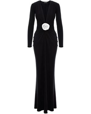 ROSERRY Mallorca Rose-Embellished Maxi Dress - Black