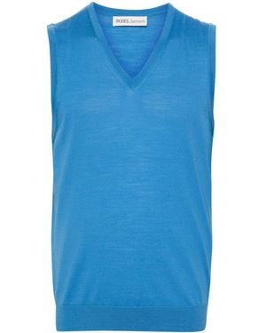 MODES GARMENTS Sleeveless Merino Knitted Vest - Blue