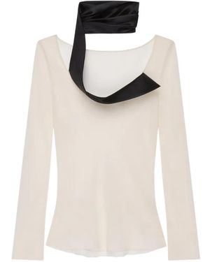 Givenchy Asymmetric-Collar Silk Blouse - White