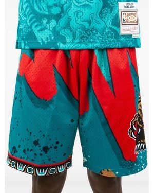 Mitchell & Ness Grizzly-Print Mesh Shorts - Blue