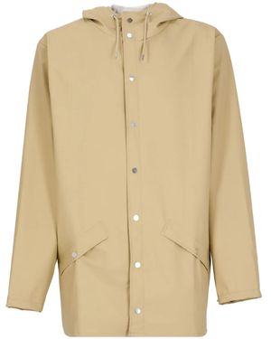 Rains Hooded Button-Down Raincoat - Natural