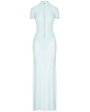 MANURI Mia Pearl-Embellished Maxi Dress - Blue