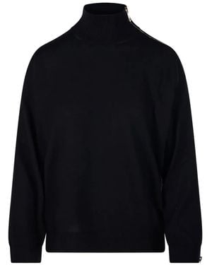 Nude Zip-Detail High-Neck Jumper - Blue