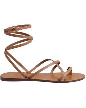 Manebí X Alex Rivière Studio Valentina Wrap-Around Leather Flat Sandals - Pink