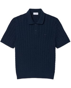 Lacoste Cable-Knit Polo Shirt - Blue