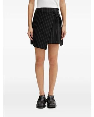 Sportmax Pinstripe-Pattern Wrap Mini Skirt - Noir