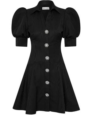 Rebecca Vallance Narcissa Button Puff-Sleeve Mini Dress - Black