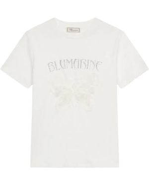 Blumarine Butterfly-Print T-Shirt - White