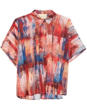 Momoní Brooklyn Abstract-Print Short-Sleeve Shirt - Red