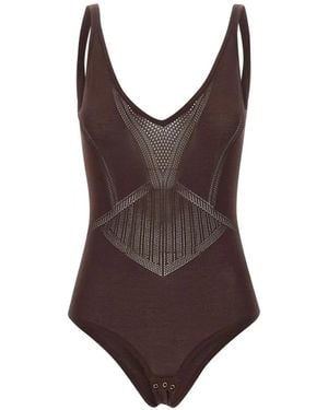 Elisabetta Franchi Openwork Knit Bodysuit - Brown